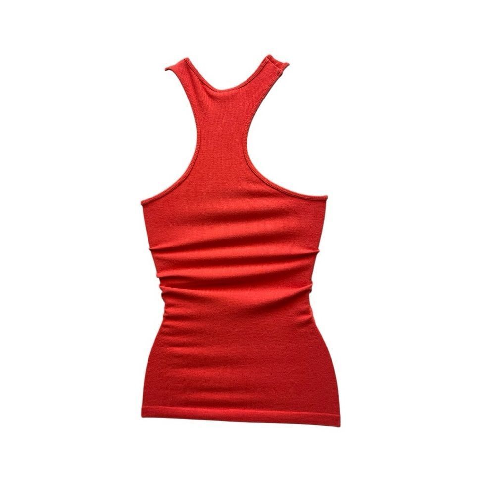 NWT Red Ribbed Racerback Tank Top Fitted Stretch Basic Layering Top - Picture 6 of 6